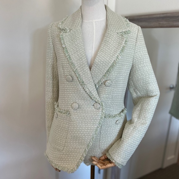 NWT HOUSE OF HARLOW 1960 Pistachio Tweed Blazer - Picture 9 of 12